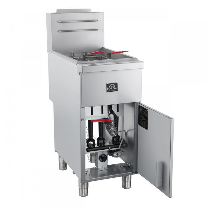 FORNO Commerciale Propane Gas Deep Fryer, 3 Burners 90,000 BTU, 40 lbs Oil Capacity - FCMGF0016