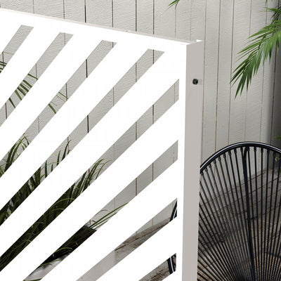 Outsunny Metal Privacy Screen W/ Expansion Screws Outdoor Divider, White