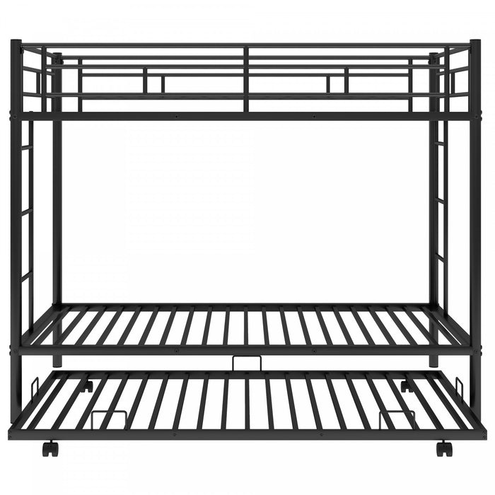 Tammy Space-saving Metal Twin Over Bunk Bed With Trundle, Black