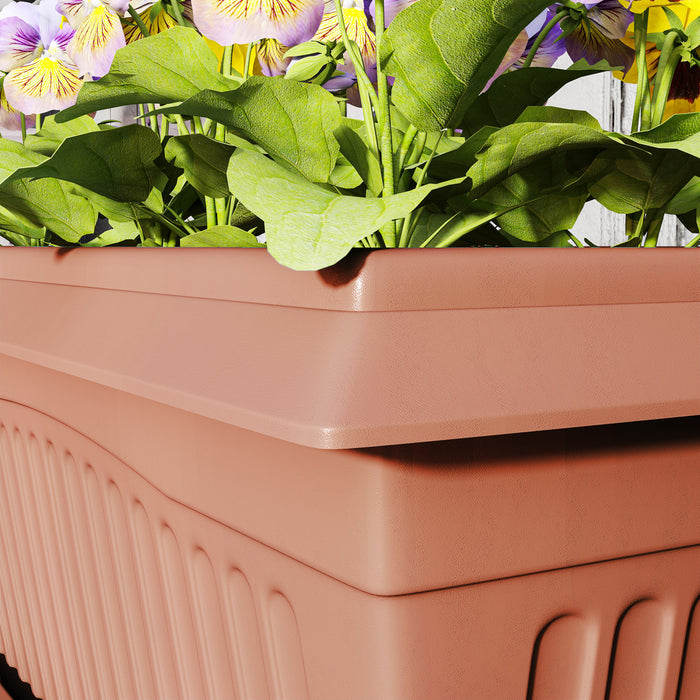 Outsunny 7 Pack 15.7\" Plant Pots, Flower Planters w/ Drainage Holes, Brown