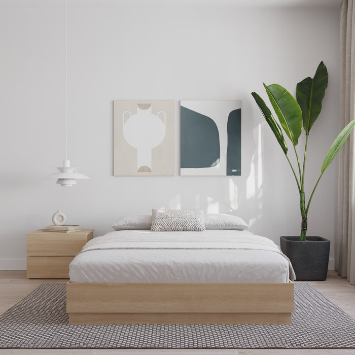 Nordika Milano Platform Full Bed - Natural Blonde Oak