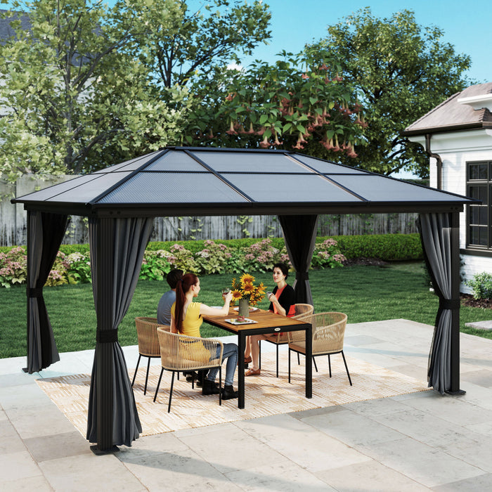 Outsunny 12' x 15' Hardtop Gazebo with Polycarbonate Roof, Aluminum Frame