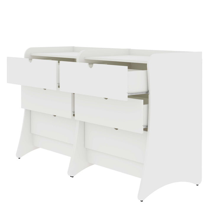 Coney Mid-Century Modern 28\" Nightstand in White (3-Drawer) - Set of 2