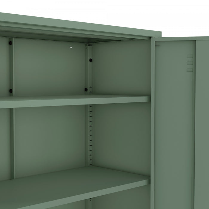 Naomi Modern 32\" Metal Accent Cabinet in Sage Green Armoire