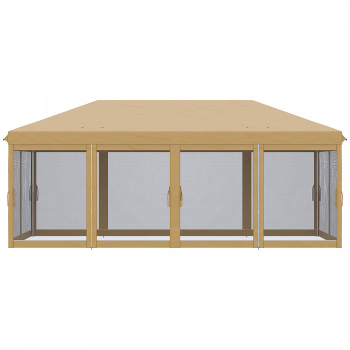 Outsunny 10'x20' Pop Up Canopy Tent With 6 Removable Mesh Sidewalls Beige