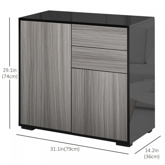 HOMCOM High Gloss Buffet Sideboard with Drawers Kitchen Storage Cabinet