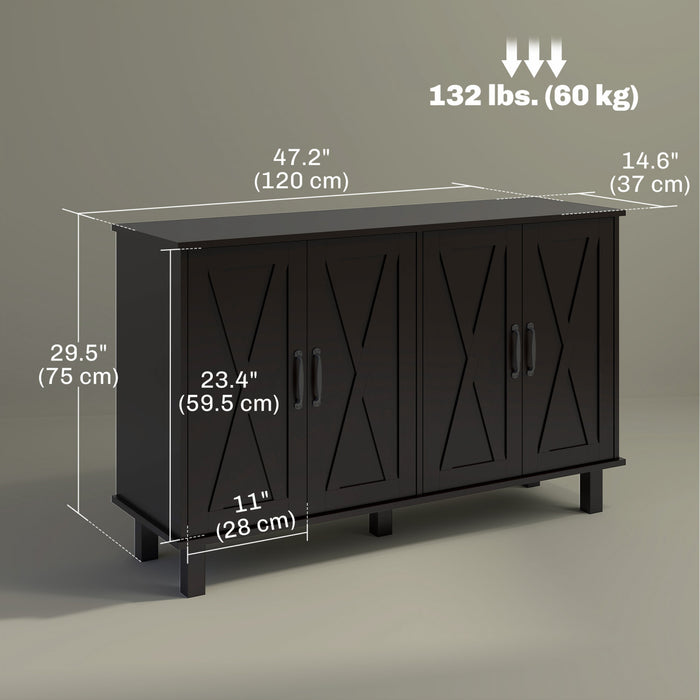 HOMCOM Coffee Bar Cabinet, Buffet Sideboard w/ Barn Doors, Adjustable Shelf