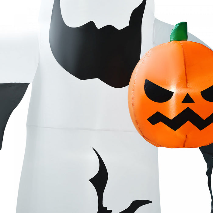 Homcom 12ft Inflatable Halloween Ghost With Pumpkin, Led Yard Display