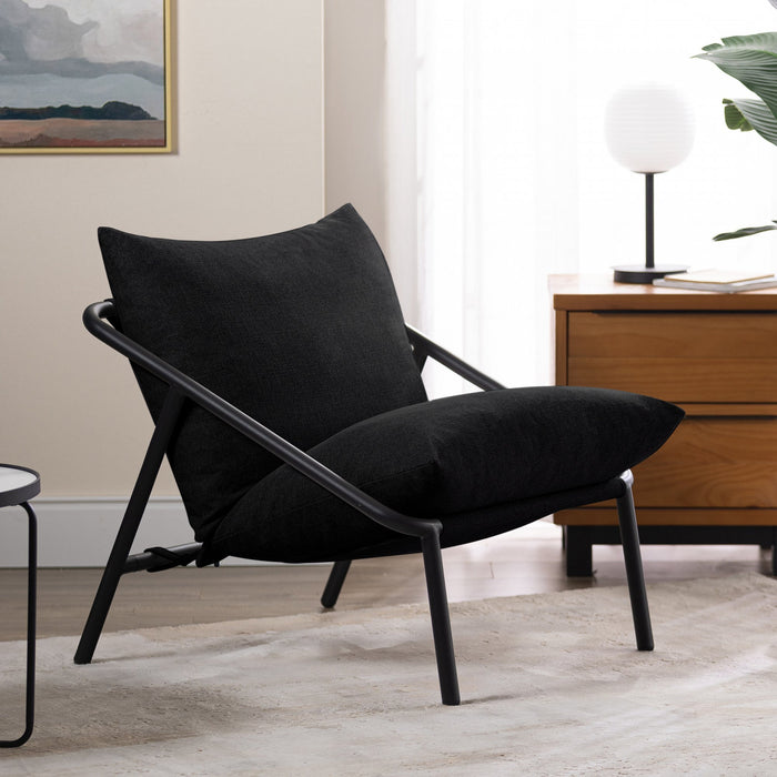 Ada Metal Frame Sling Accent Chair with Cushions - Black