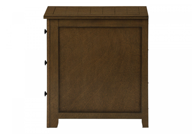 Accent Side End Table Nightstand Narrow Bedroom Storage Drawer Brown Veneer Transitional