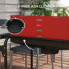Outsunny Portable Outdoor Charcoal BBQ Grill with Adjustable Grill Height, Barbecue Trolley with Ash Catcher and Wheels for Outdoor Garden Party Cooking, Red