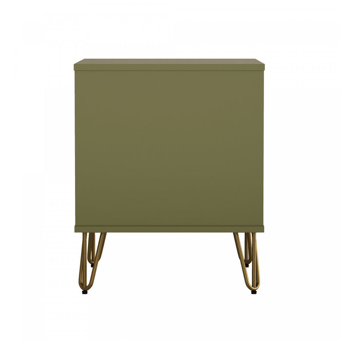 Avira Mid-Century Modern 20\" Nightstand in Olive Green (1-Drawer)