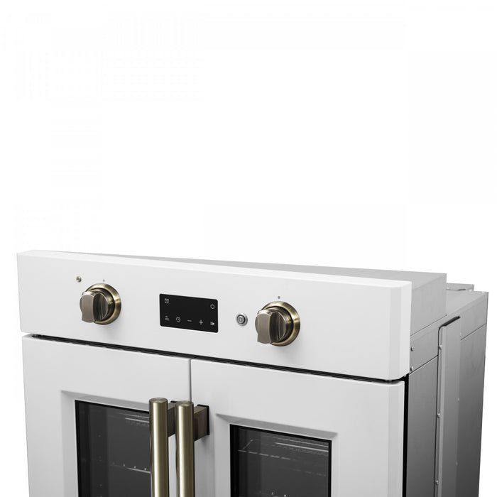 Forno Asti 30\" French Door Electric Wall Oven, White, 3.68 cu. ft. - FBOEL1333-30WHT