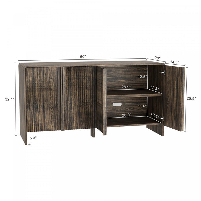 Novara Contemporary 60\" Sideboard in Jacobean Walnut (4-Door)