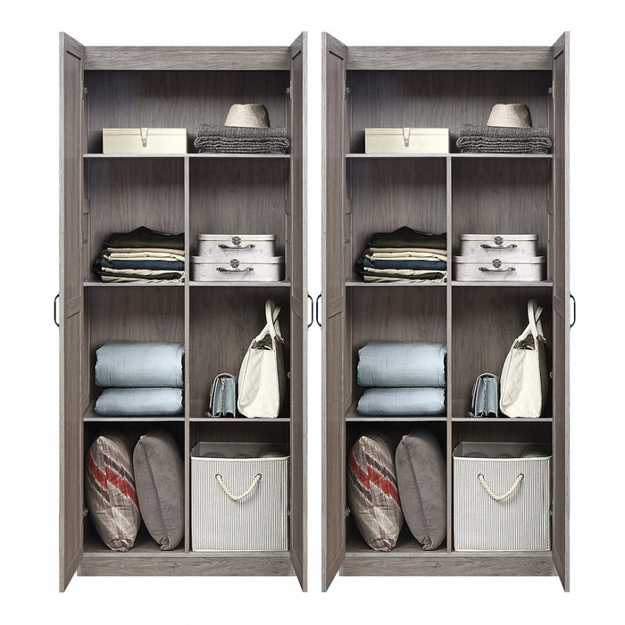 Hopkins Modern 30\" Storage Cabinet in Gray (7-Shelf) - Set of 2 Armoire