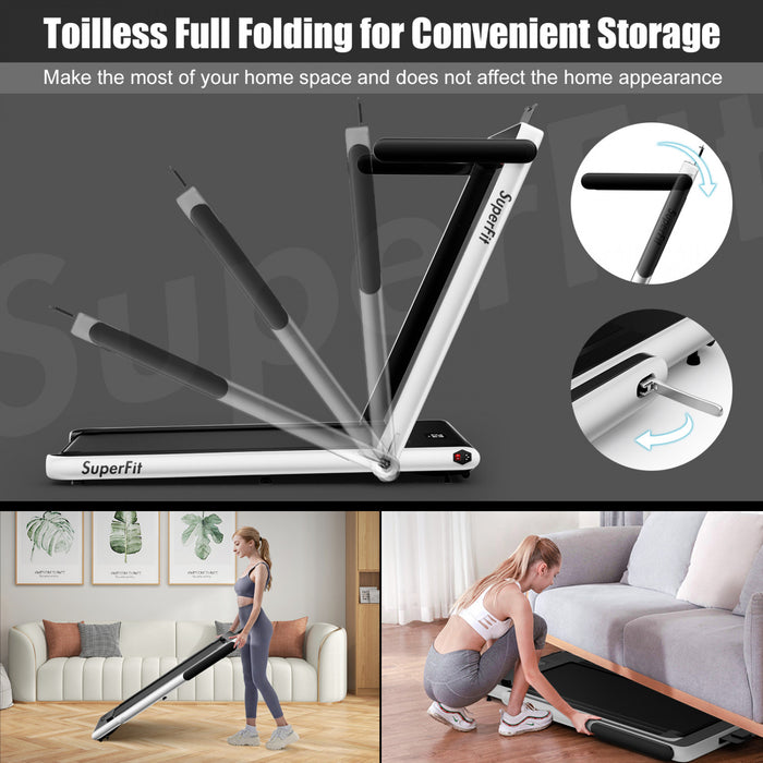 Superfit 2.25hp 2 In 1 Folding Treadmill W/ App Speaker Remote Control White