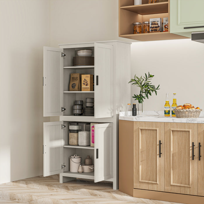 HOMCOM 64\" Kitchen Pantry Storage Cabinet with Adjustable Shelves, White