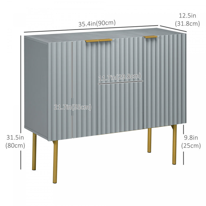 HOMCOM Accent Cabinet w/ Gold Leg for Living Room Dining Room Hallway Grey