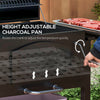Outsunny Charcoal Smoker, BBQ with Adjustable Height, Portable Barbecue with Folding Shelves, Thermometer, Bottle Opener & Wheels for Outdoor Camping, Picnic, Backyard, Black