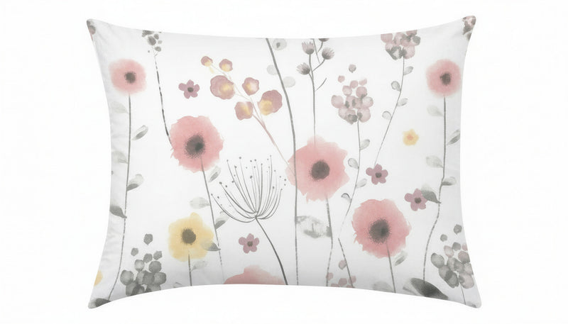 Mirabelle Twin Comforter Set - Reversible Pink & Grey Watercolor Floral Bedding 
