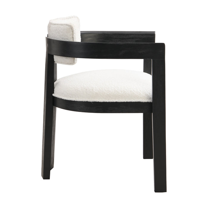 Evelyn Rubberwood Dining Chair with Armrests and Upholstery Seating Set of 2,Black