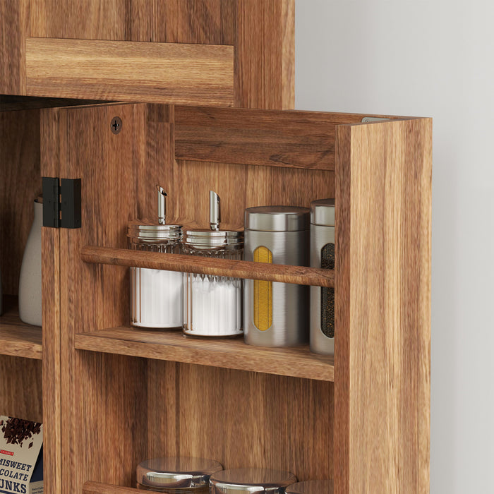 HOMCOM 64\" Kitchen Pantry Storage Cabinet with Adjustable Shelves, Brown