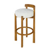 Elise Modern Round Seat Rubberwood Bar Stool Set of 2 with Curved Back Support and Sherpa Upholstery,Ivory | Elise – Lot de 2 tabourets de bar modernes a assise ronde en bois d’hevea avec dossier incurve de soutien et revetement en sherpa, couleur ivoire