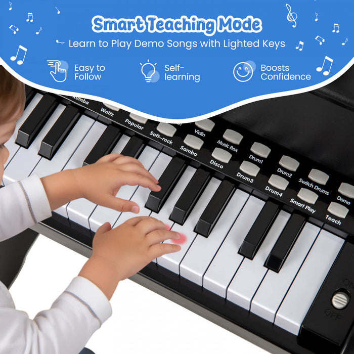 Costway 25 Keys Digital Piano with Music Stand Stool Lighted Keys Teaching Mode for 3+ Kids Black