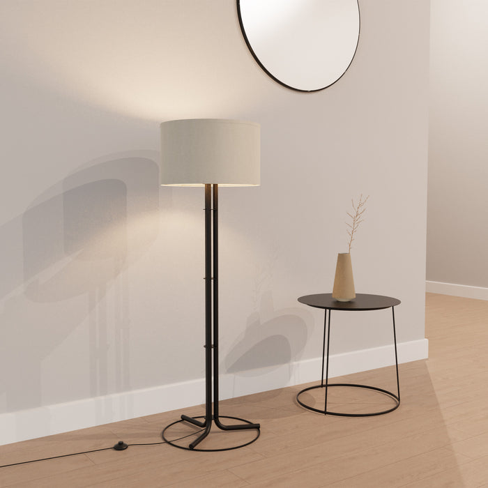 62\" Black Floor Lamp with Cylindrical Shade