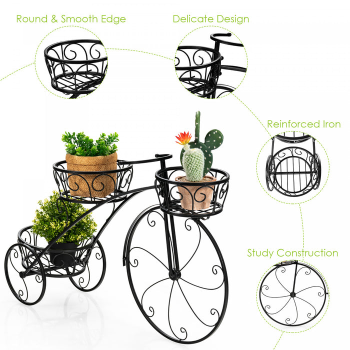Costway Tricycle Plant Stand Flower Pot Cart Holder Parisian Style Displaying