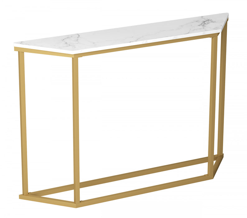 44” Modern Console Table - Marble With Gold Finish