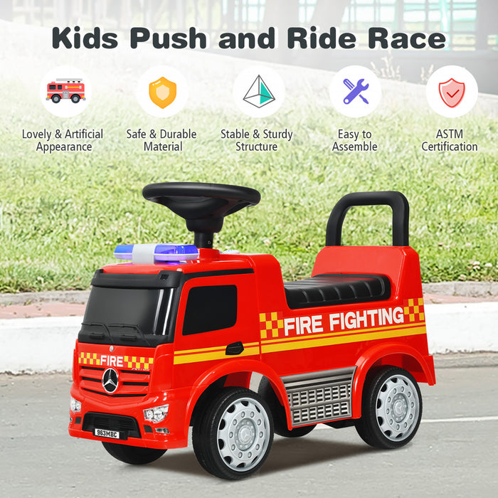Costway Kids Ride On Fire Engine Licensed Mercedes Benz Push And Ride Racer Red