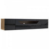 Oliver Wall-Mounted TV Cabinet with LED Lighting Storage,Black | Oliver meuble TV mural avec eclairage LED et rangement, noir