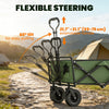Outsunny 130L Folding Garden Cart with Wheels, Heavy-Duty Collapsible Wagon with Brakes, 550lbs Capacity, Adjustable Handle and Carry Bag for Camping, Garden, Beach, Green