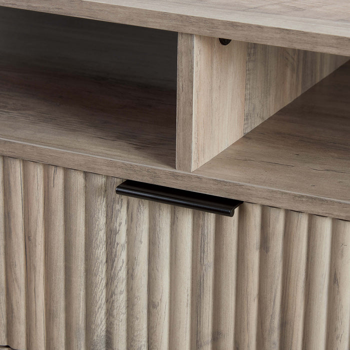 Dumbo Modern 63\" Fluted TV Stand in Rustic Gray