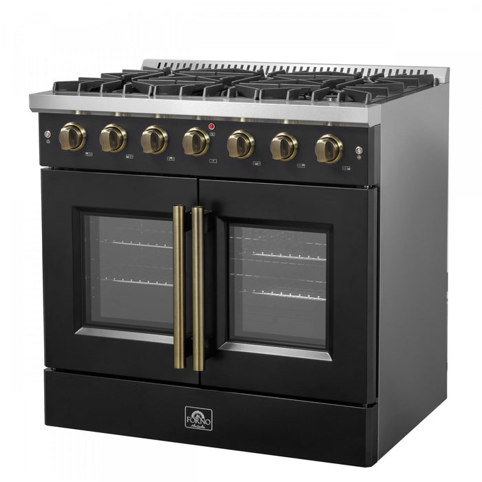 Forno Galiano 36\" Black Gas Range, 4.32 cu.ft- FFSGS6444-30BLK