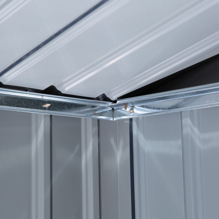 Outsunny 7' X 4' X 6' Garden Storage Shed Outdoor Patio Yard Metal Tool Storage House W/ Steel Floor Foundation And Double Doors Dark Grey