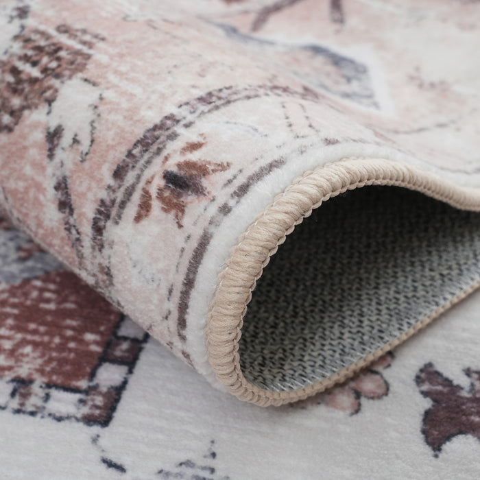 Aqua Rustic Washable Non-slip Low Pile Area Rug 5'x7'