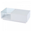 James Lift Up Coffee Table with Hidden Storage and LED Lighting,White | James table basse relevable – table avec rangement cache et eclairage LED, blanc