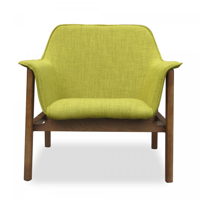 Miller Mid-Century Modern Linen Weave Accent Armchair in Green - Set of 2
