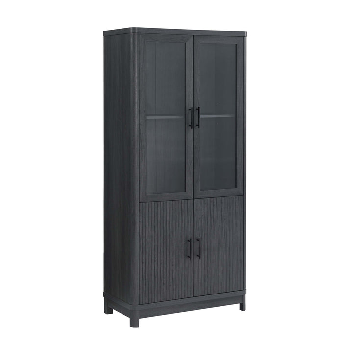 Jodie Mid-Century Modern 31\" Bookcase Cabinet in Charcoal Gray (6-Shelf)