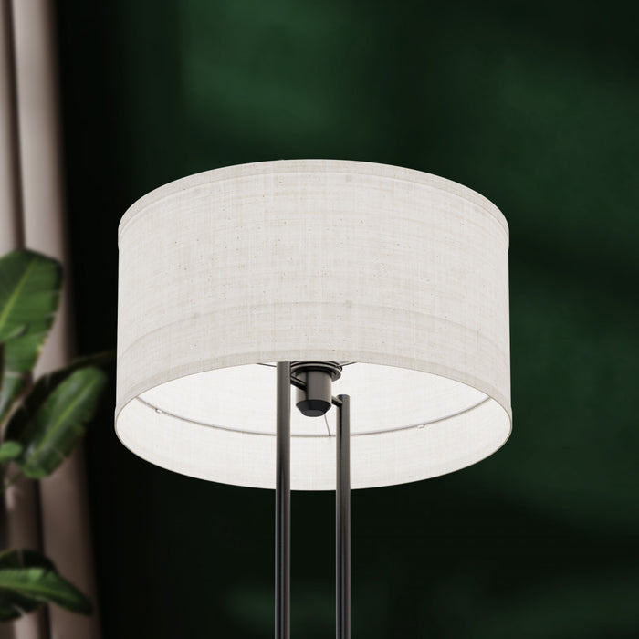 25\" Black Modern Table Lamp with Textured Shade