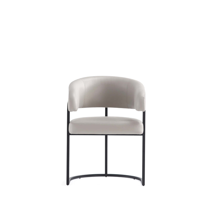 Augusta Modern Metal Vegan Leather Dining Chair in Light Gray