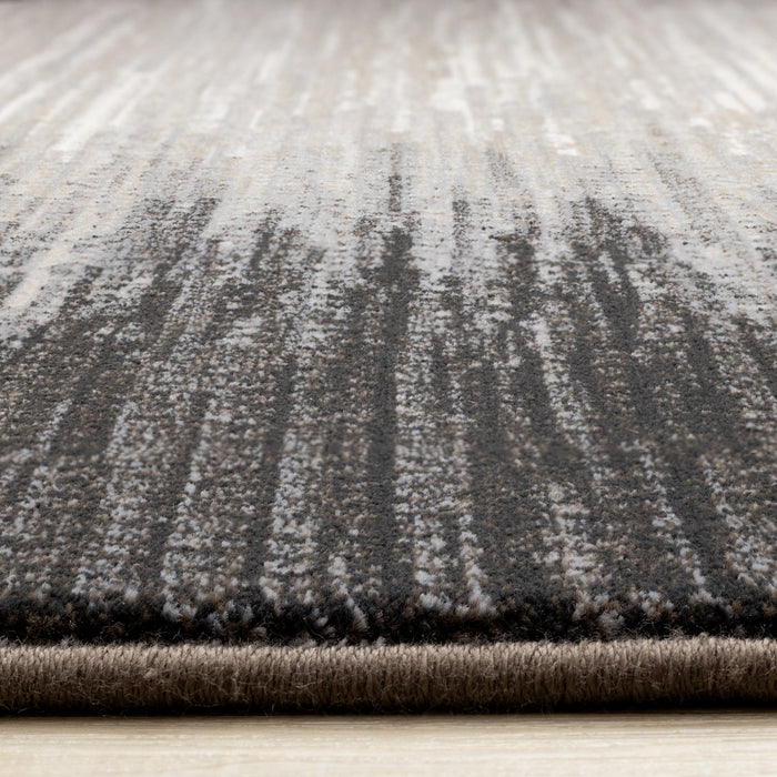 Amelia Dense Black Beige Border Area Rug - 5'3\" x 7'7\"