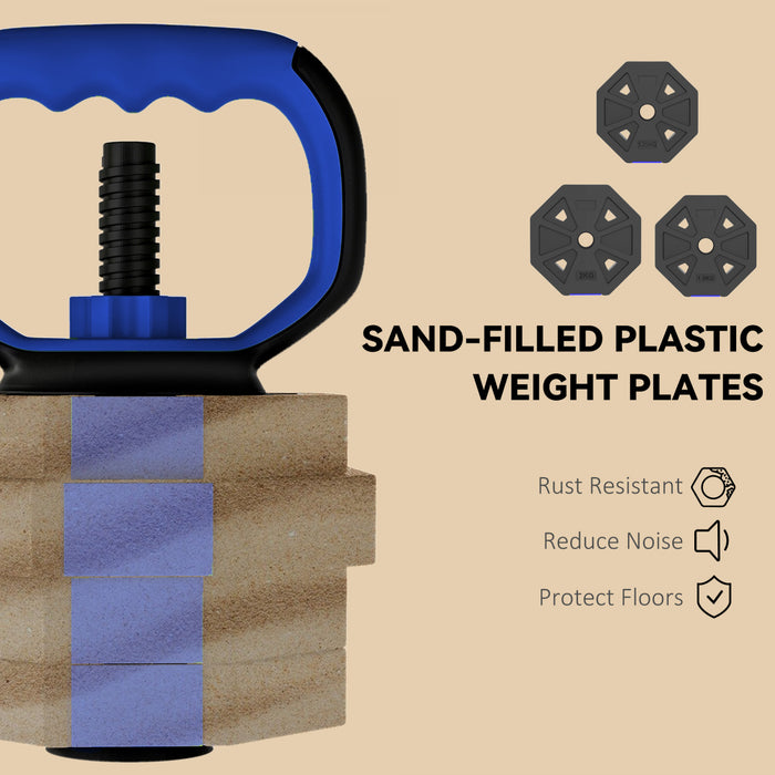 Soozier 6-in-1 Adjustable Dumbbell Set, 44lbs Free Weights Set, Blue