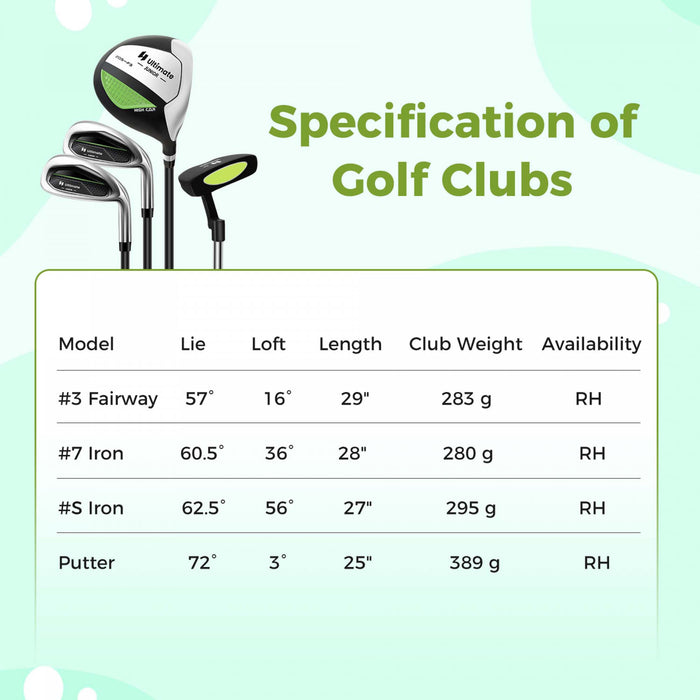 Ultimate Kids Golf Practice Set Junior Complete Golf Club Set For Kids Age 5-7 Years Old Green