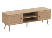 TV Stand With 2 Doors And 2 Shelves - Brown Natural Wood Look 
