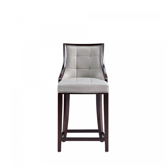 Fifth Avenue Traditional Wood Upholstered Counter Stool in Light Gray - Set of 2