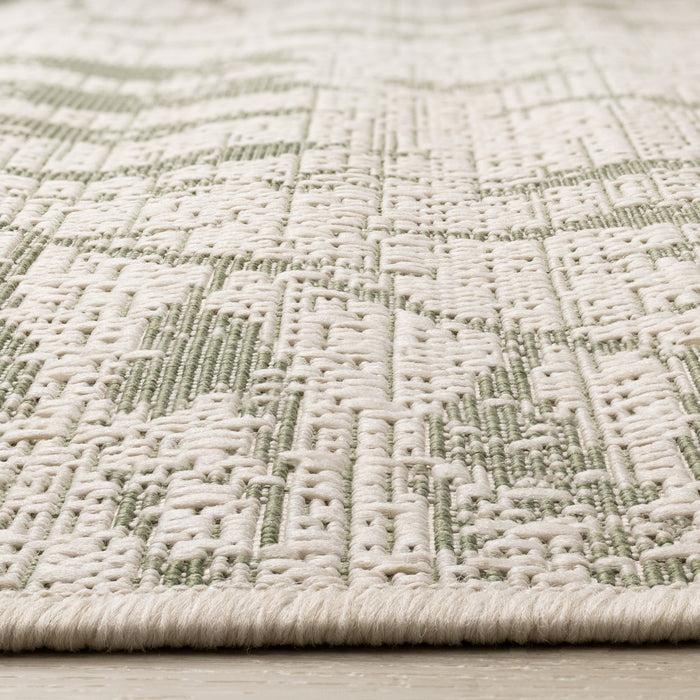 Jackson Taupe White Elegant Border Outdoor Rug, 6'7\" x 9'6\" Outdoor Area Rug