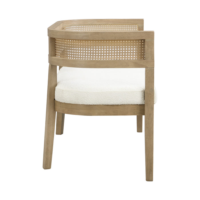 Rattan 47.5 Inch Rattan Upholstered Loveseat with Hand-Woven Backrest, Beige, Natural Ash